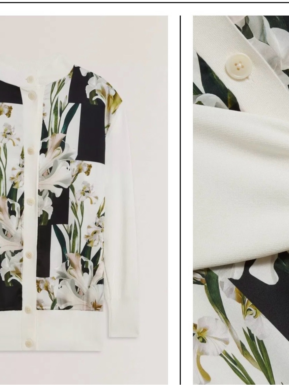 NWT Ted Baker Belviaa Print Front Cardigan